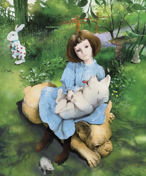 Alice holds a pig